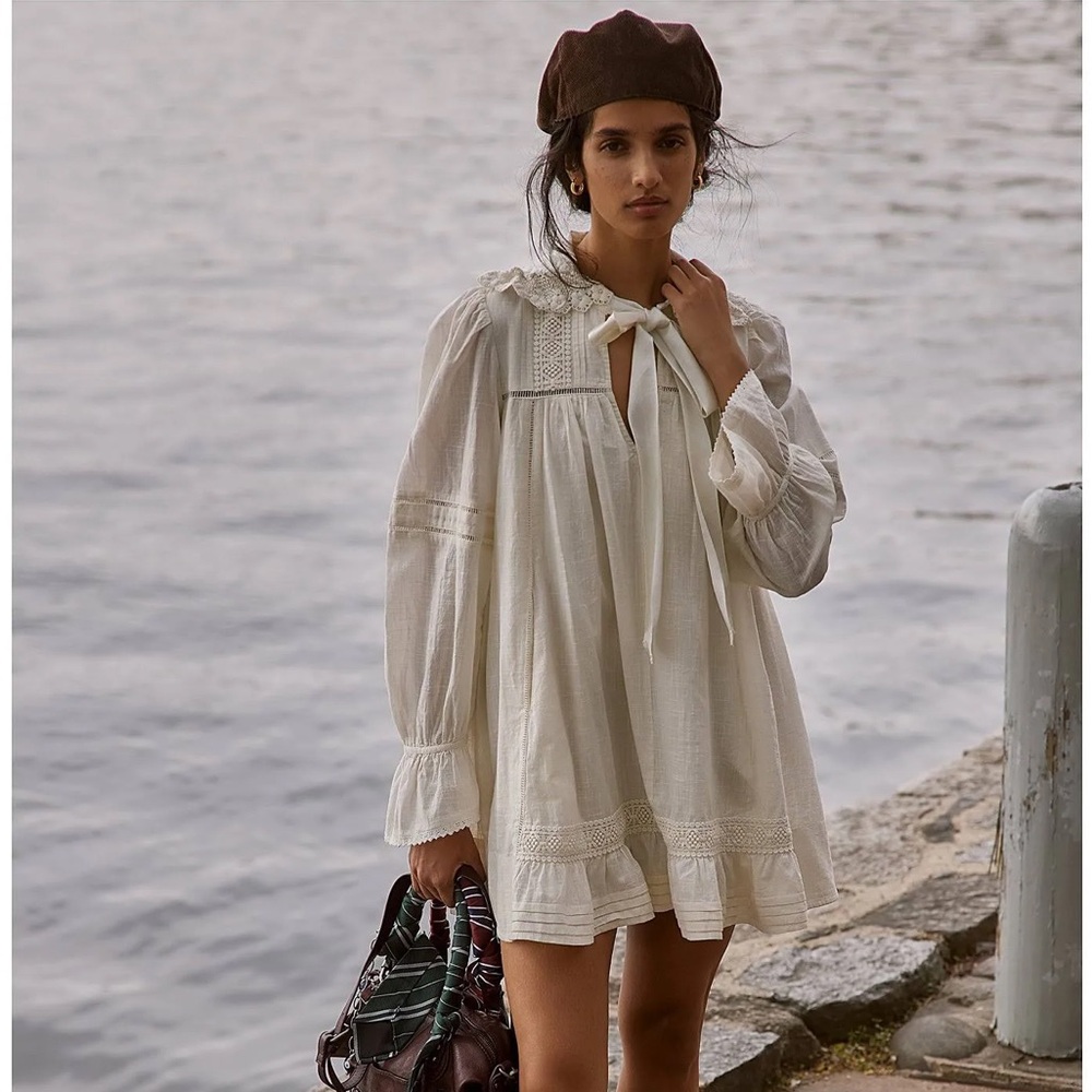 Free People 5 O'Clock Tea Time Mini Dress in Tea S
